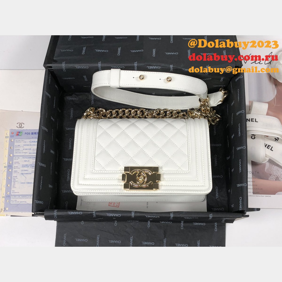 Top Quality CC 67085 Le boy Bag caviar leather 20CM