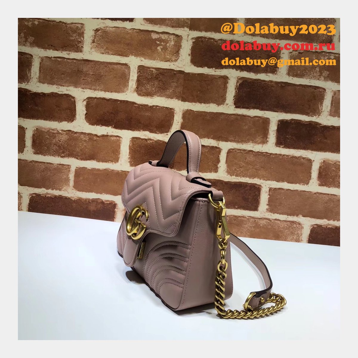 cheap 547260 G*u*i chevron leather gg marmont mini top handle