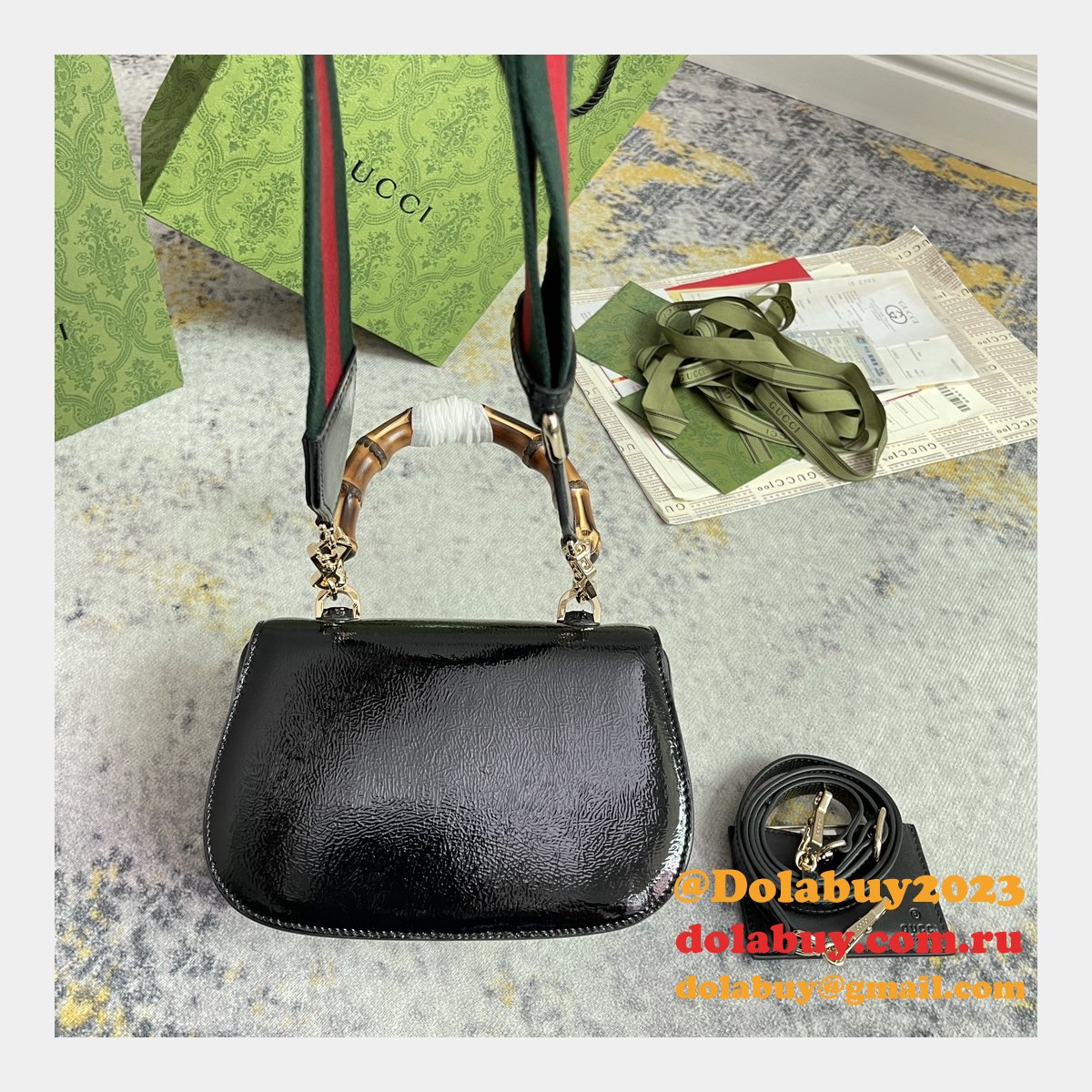 top quality G*u*i bamboo 1947 small top handle bag #675797