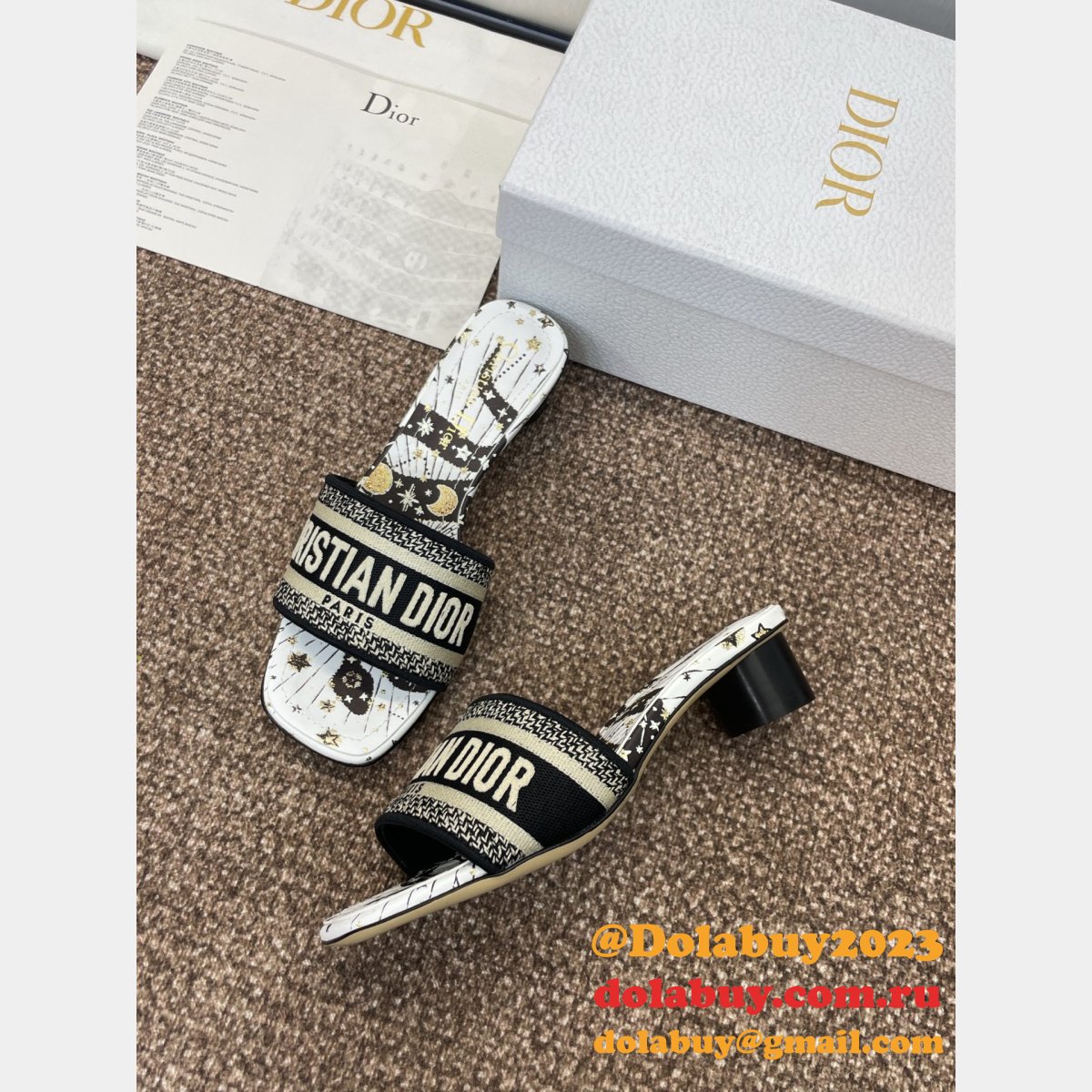 Wholesale 1:1 Mirror Dway Heeled Slide