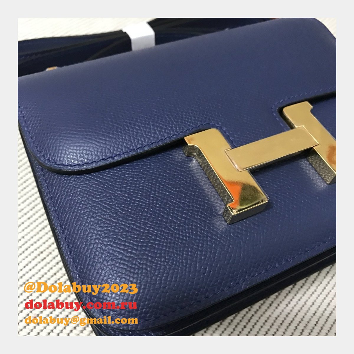 Hermes Constance Bag 18cm Epsom Leather dark blue