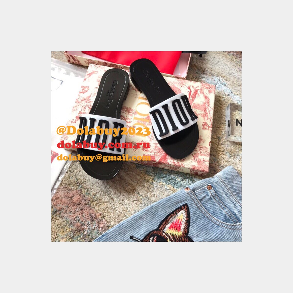 Wholesale Luxury DIOR FALT SLIPPER Top Quality