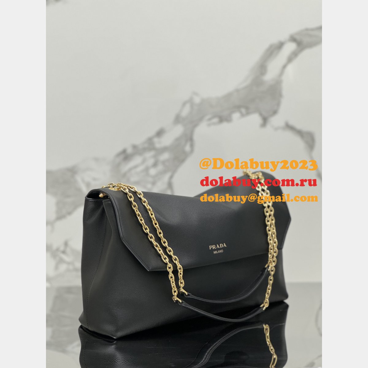 Replica Best Prada big tote Lamb skin Chain bag 1BD368