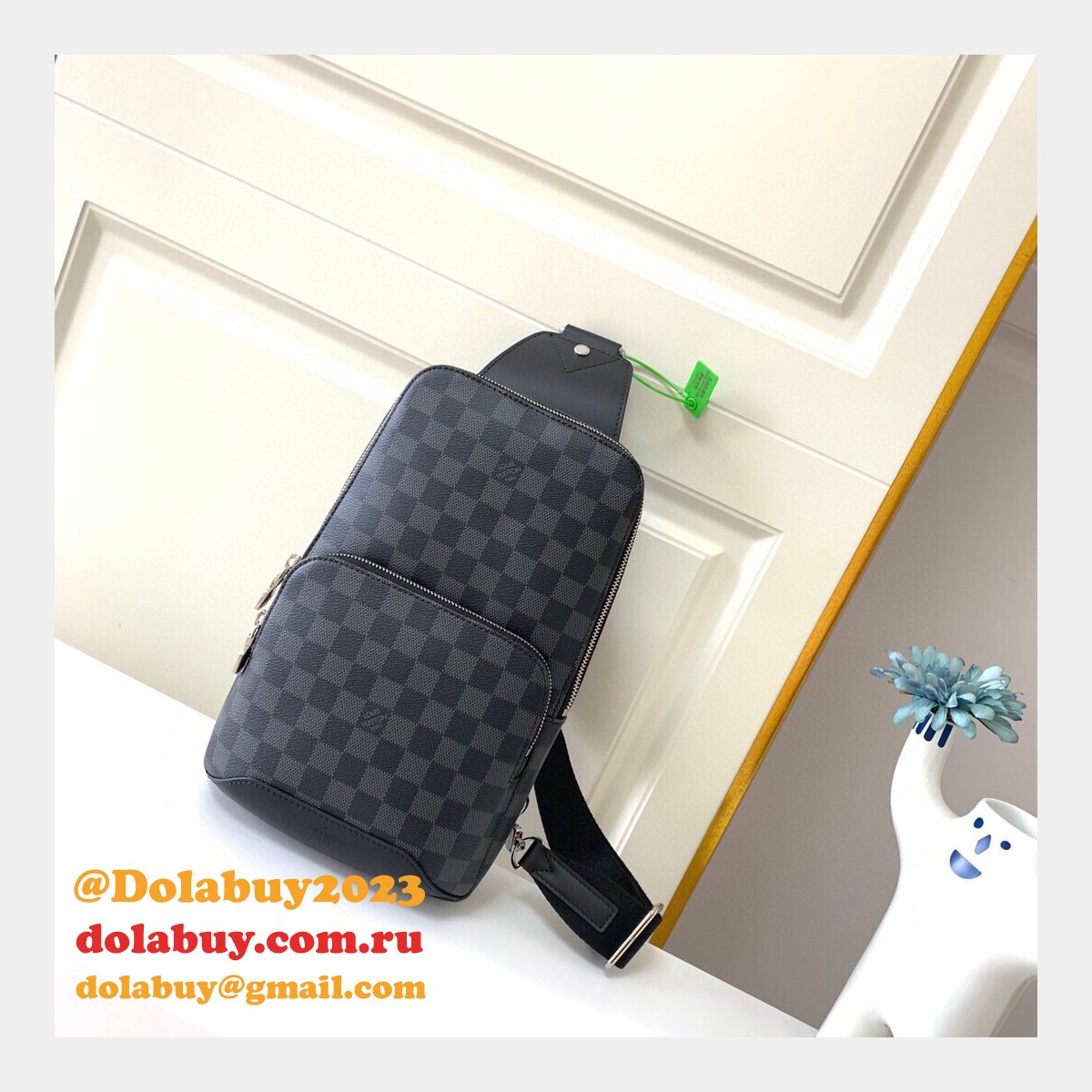 Louis Vuitton Replicas Avenue Sling Bag Damier Graphite Canvas N41719 Grey
