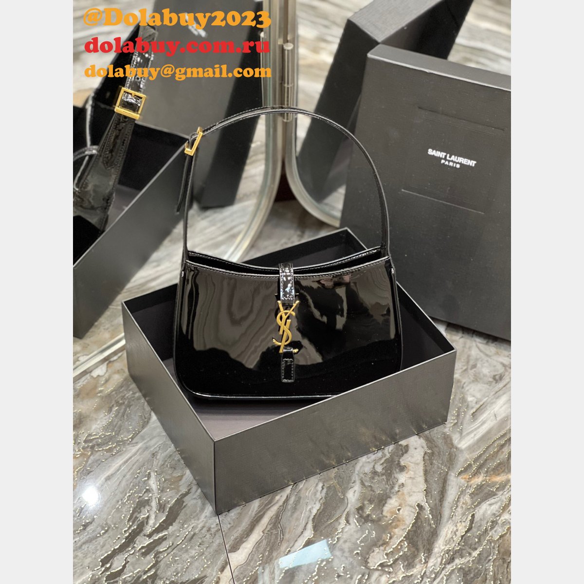 YSL 7 Star replica 657228 LE 5 À 7 hobo bag in Patent Leather