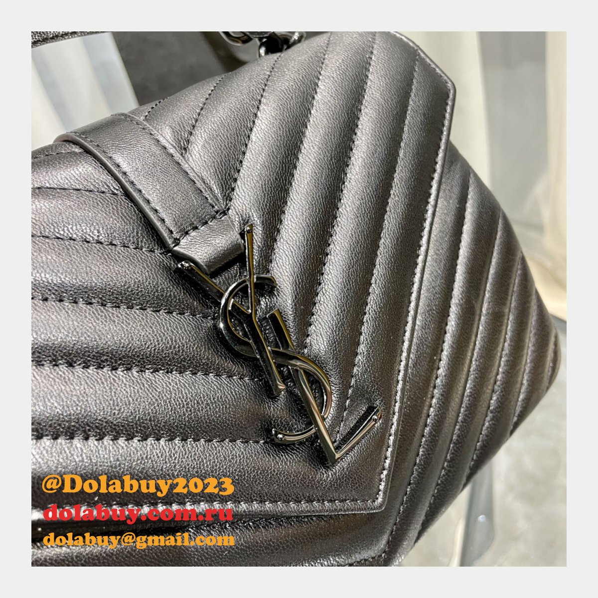 YSL Fake 392737 College Medium Chain Bag in Matelassé Leather