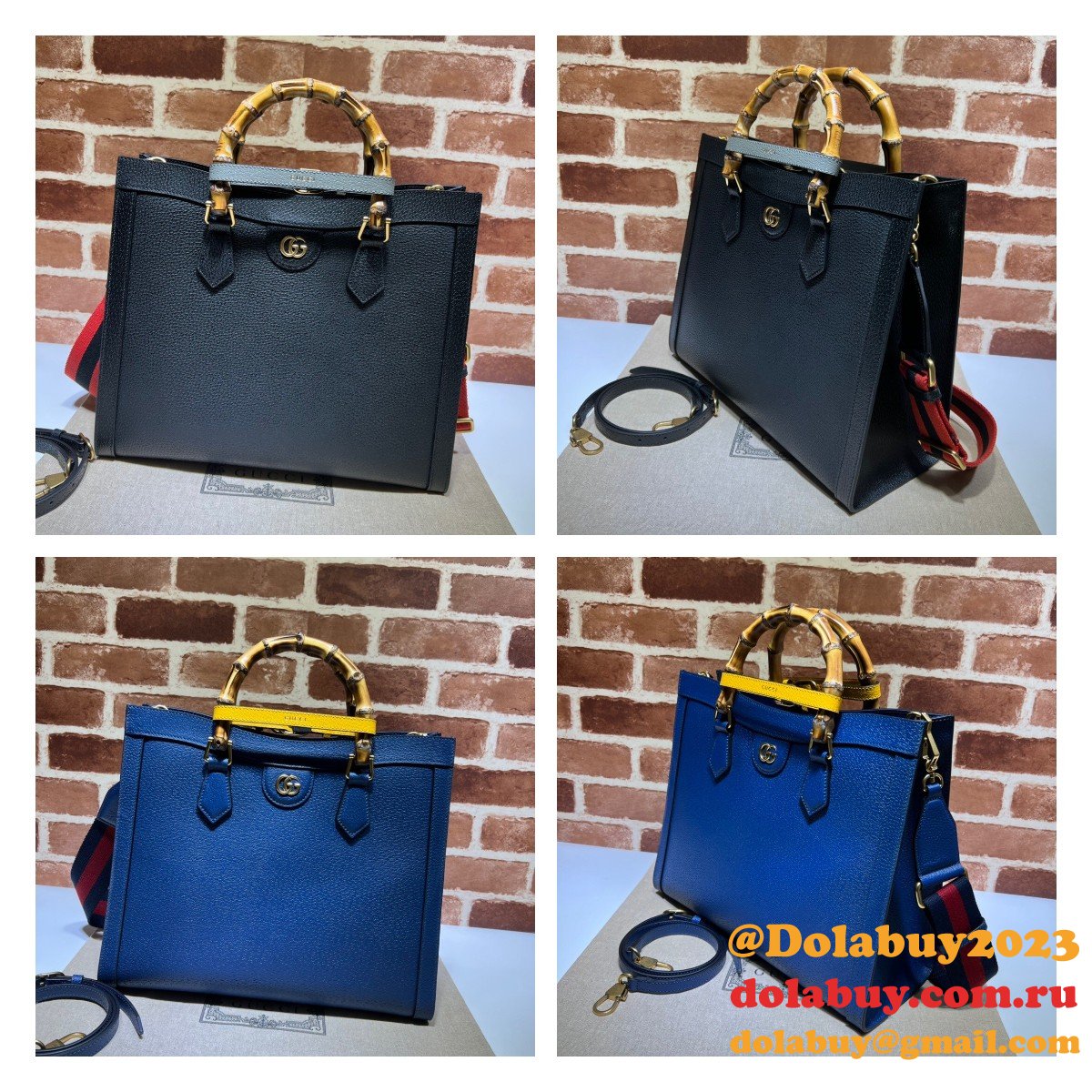 Cheap Gucci Diana tote bag 678842 blue/black leather from china