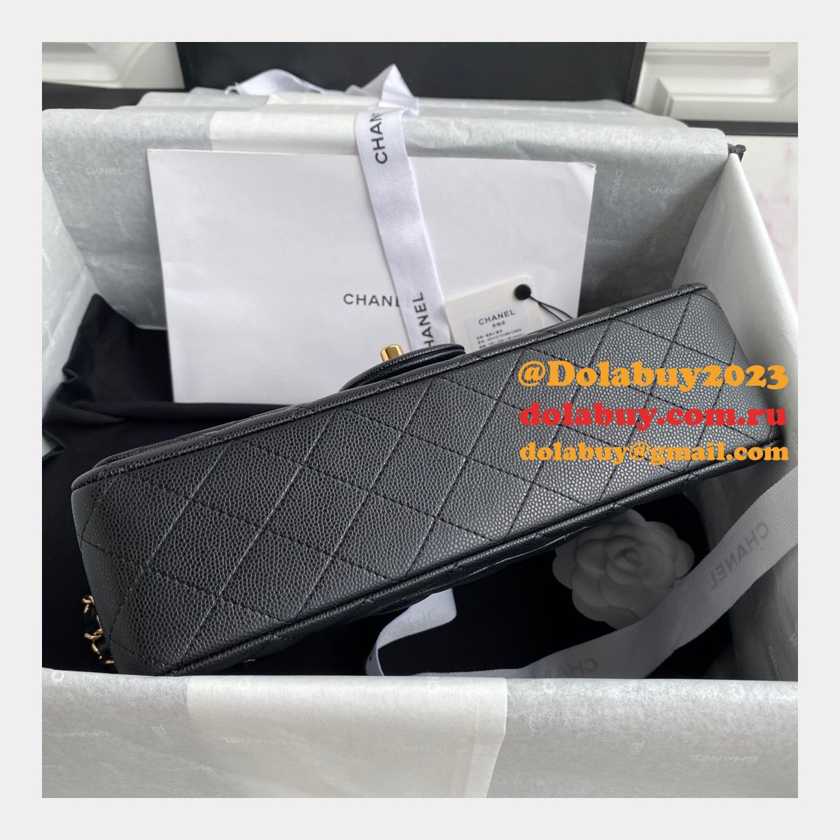 CC Replica 25.5CM Classic Flap Bag Caviar Leather Black A01112