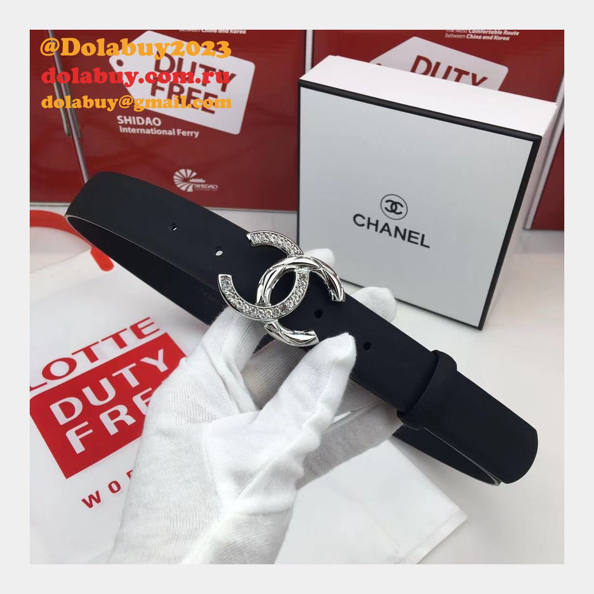 AAA+ Replica CC Leather Belt Width 3.0cm black