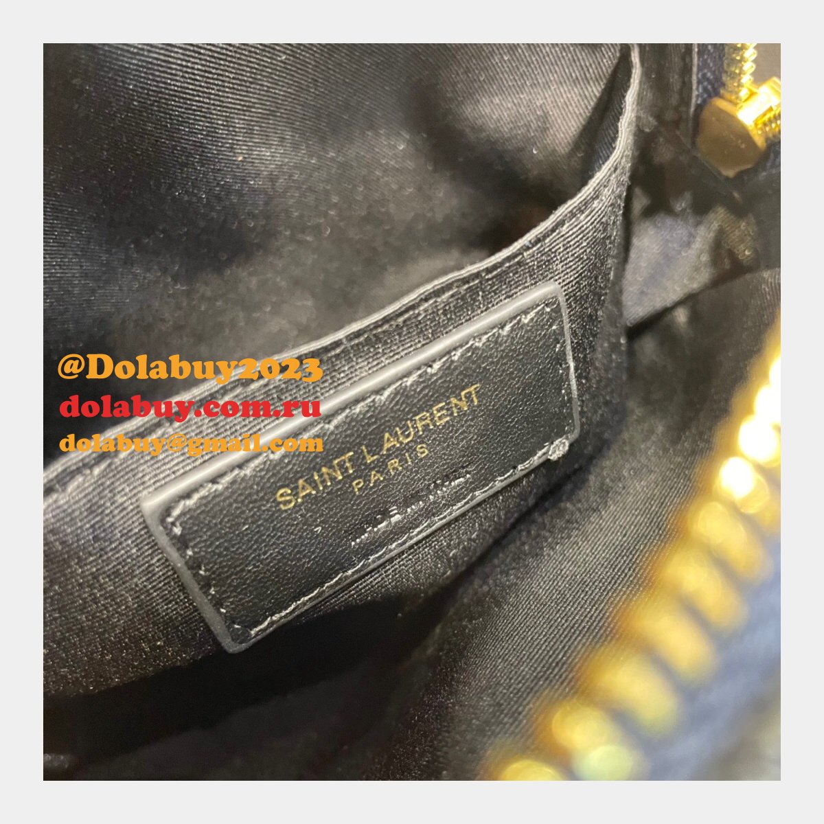 Saint Laurent Fake Vinyle round camera bag 610436 chevron-quilted