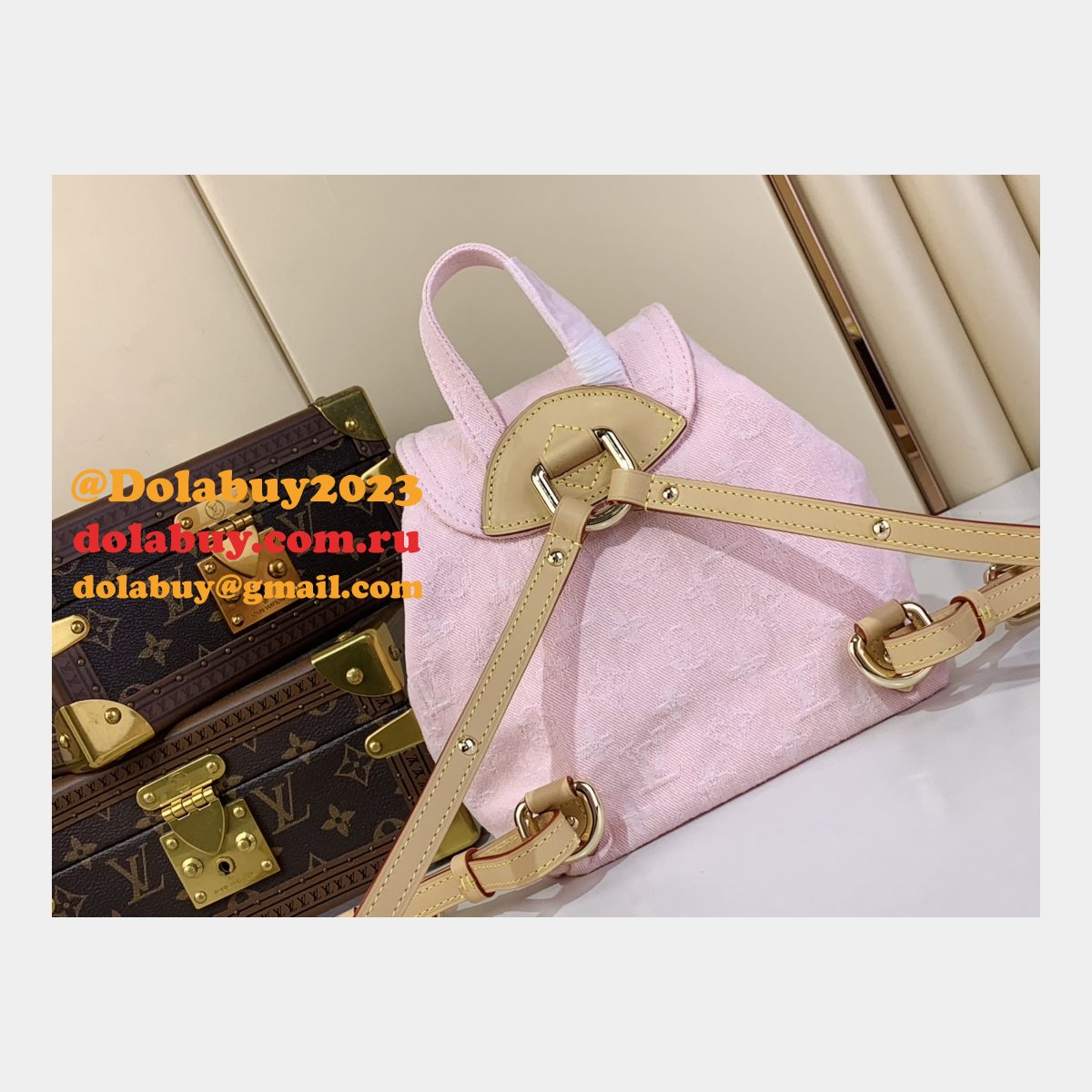 Venice Backpack Louis Vuitton Copy M13031 Luxury Monogram Denim Pink