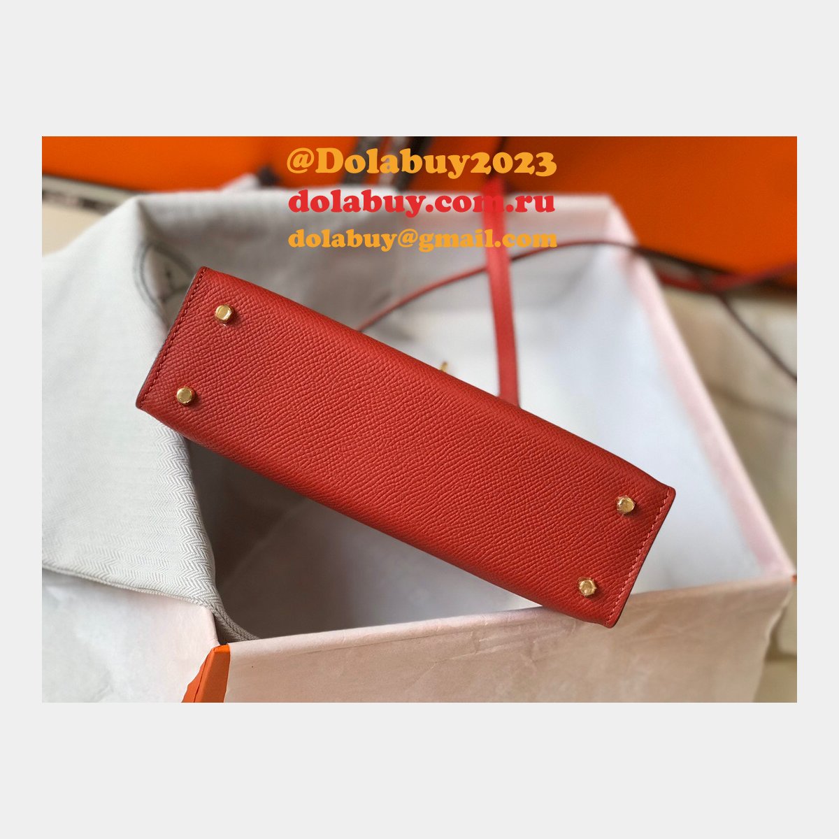 Replica Hermes Red Mini Kelly Handbag Epsom leather