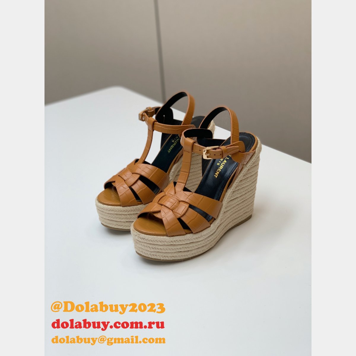 Saint Laurent Replica Espadrille Platform Wedge Sandals Heel Shoes