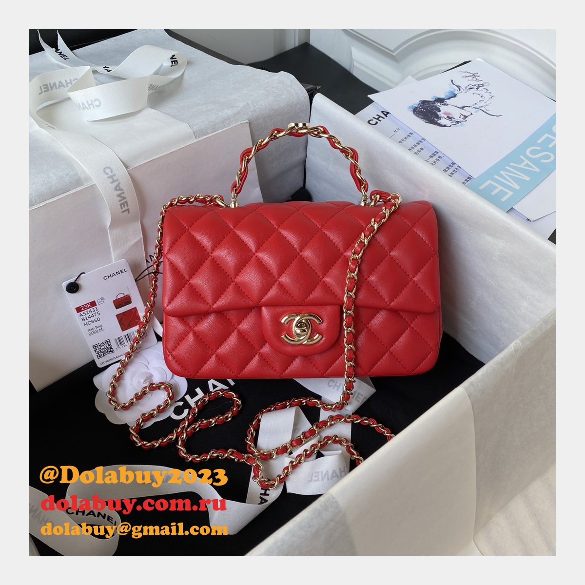 Duplicate AS2431 Flap Top Handle High Quality Replicas Bag