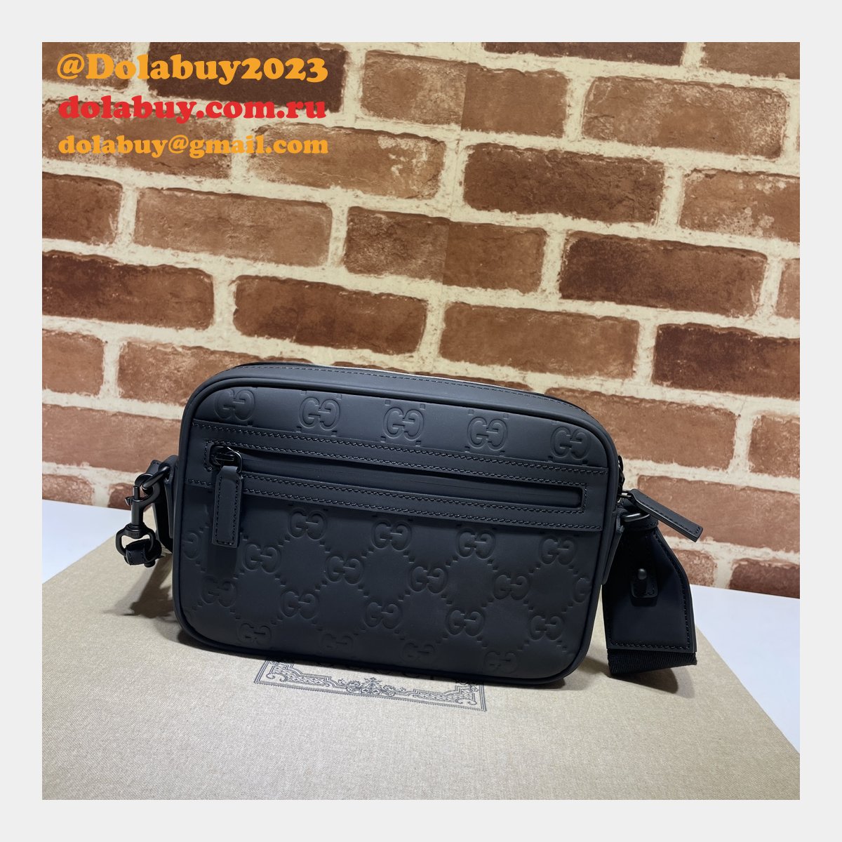 GG Crossbody Knockoff Gucci Rubber-effect 771293 Black Bag