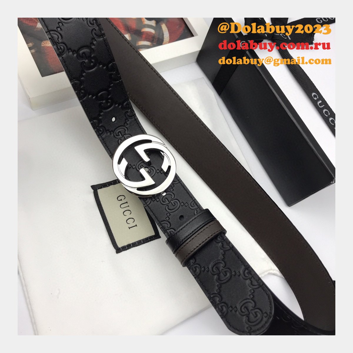 fake G*u*i 37mm double g leather replica belt
