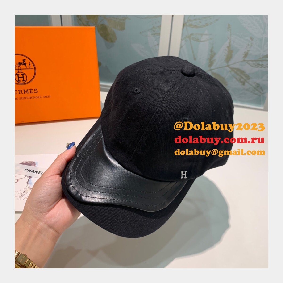 Hermes High Quality Canvas fabric Peaked cap