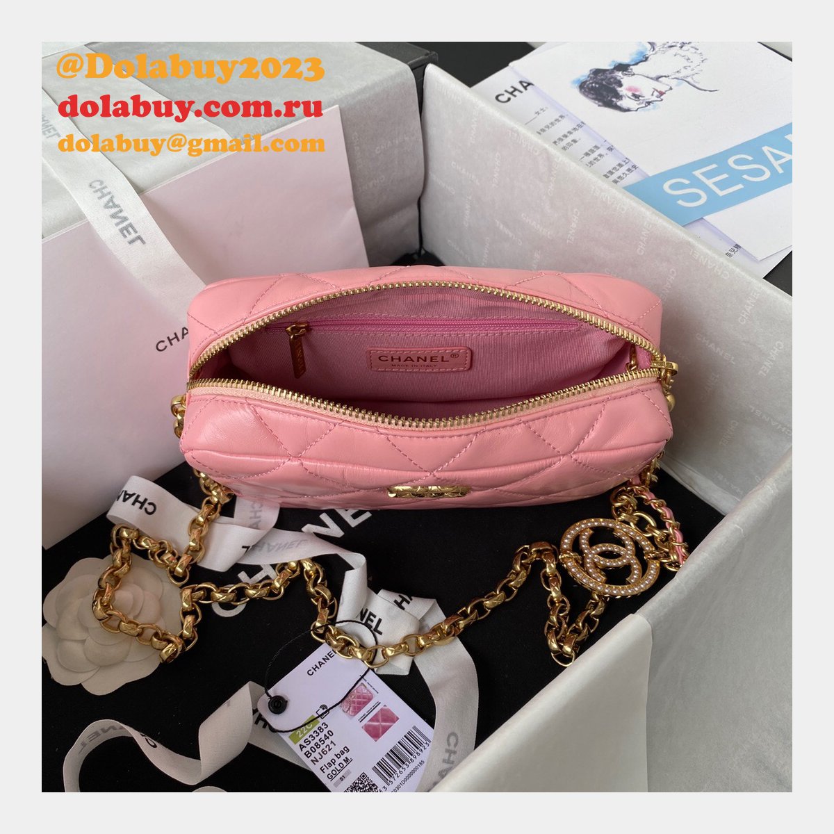 Best Luxury Replica AS3383 Camera Case Metallic Calfskin & Gold-Tone