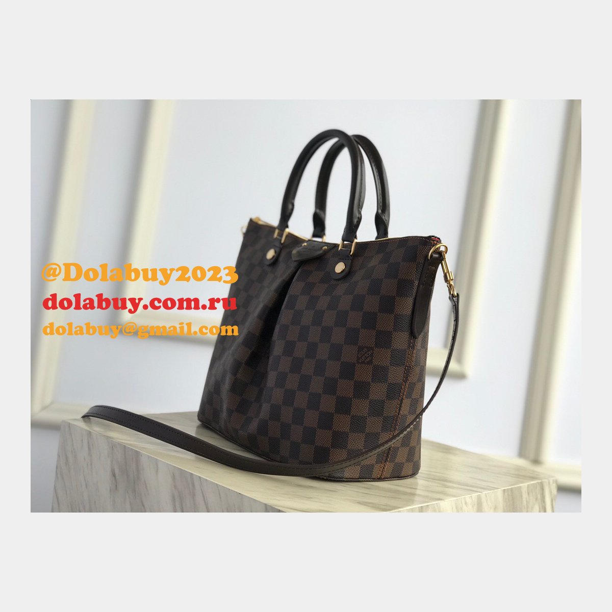 AAA+ Replica Louis Vuitton Siena MM Damier Ebene Brown