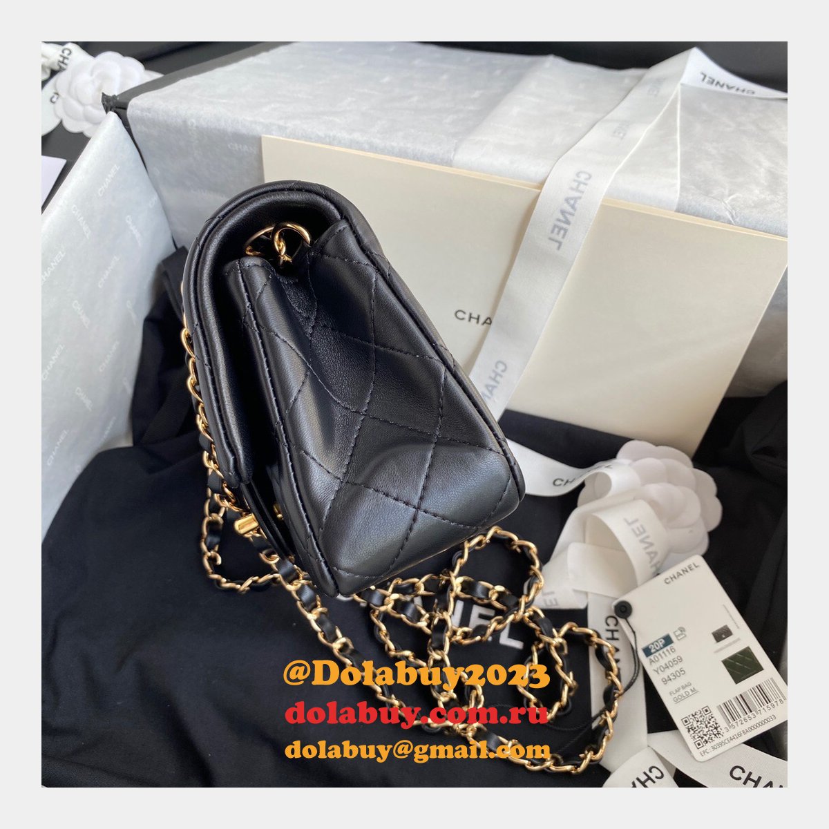 2020 Luxury CC CF 20CM Flap Lambskin Classic Black Bags