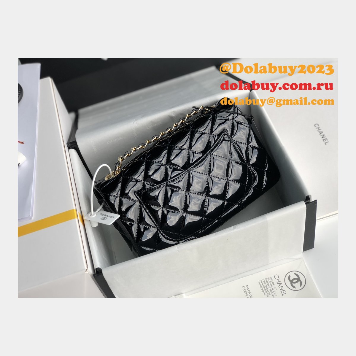 7 Star CC Lambskin Flap Designer Black Bag 20CM