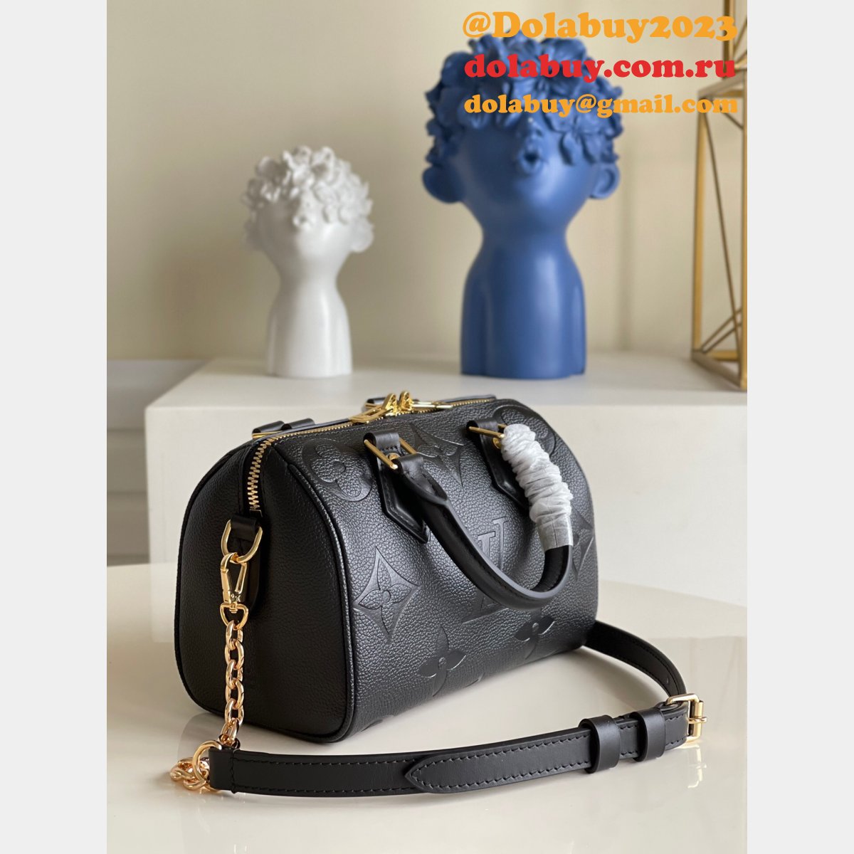 AAAA Replica Louis Vuitton M58953 Speedy Bandoulière 20 Monogram Empreinte Black