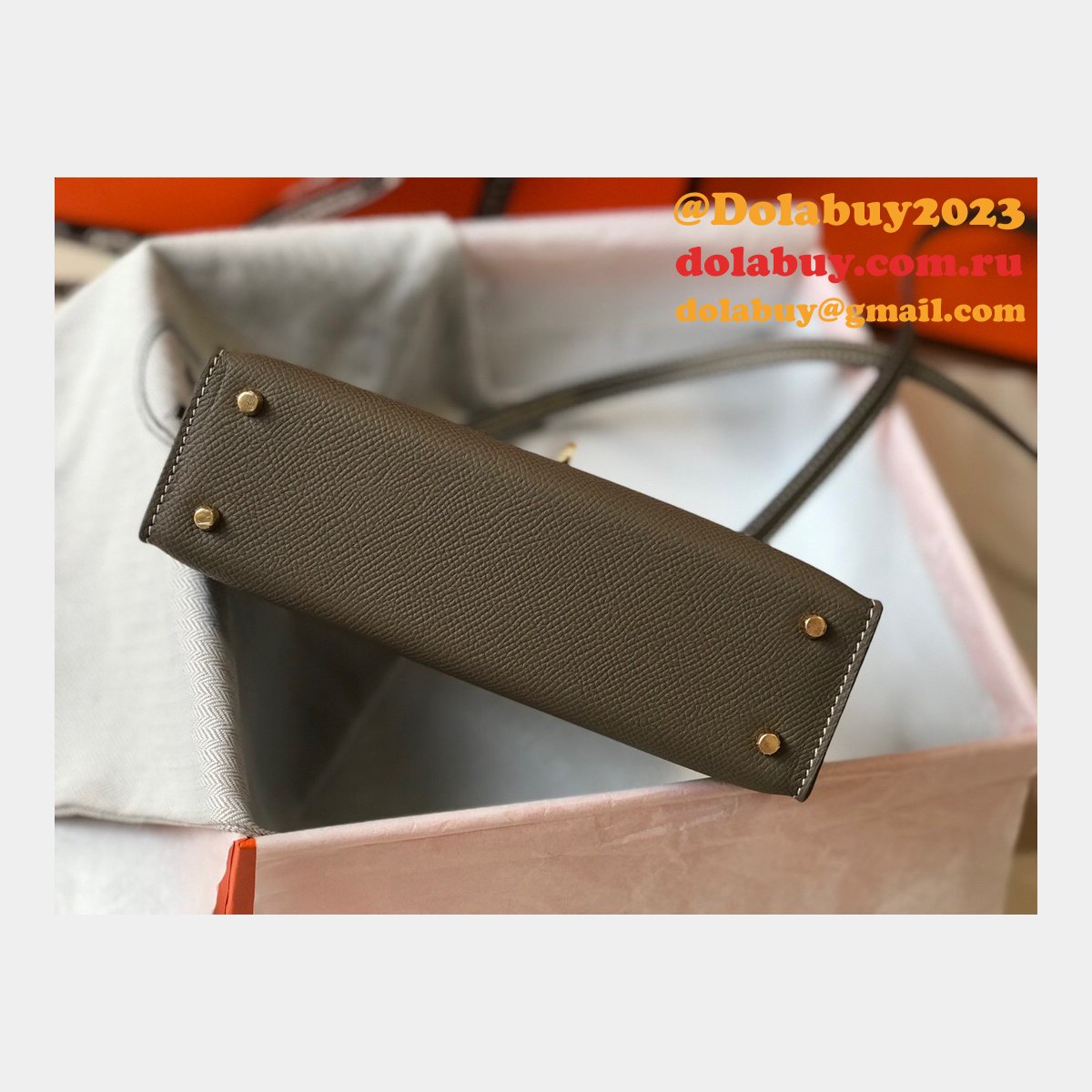 Replica Hermes Mini Kelly Epsom leather Earthy Gray Bags
