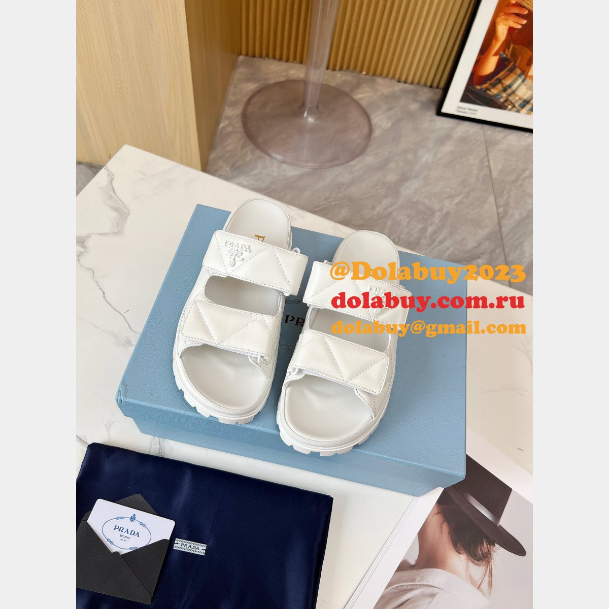 7 Star prada Padded nappa leather sandals