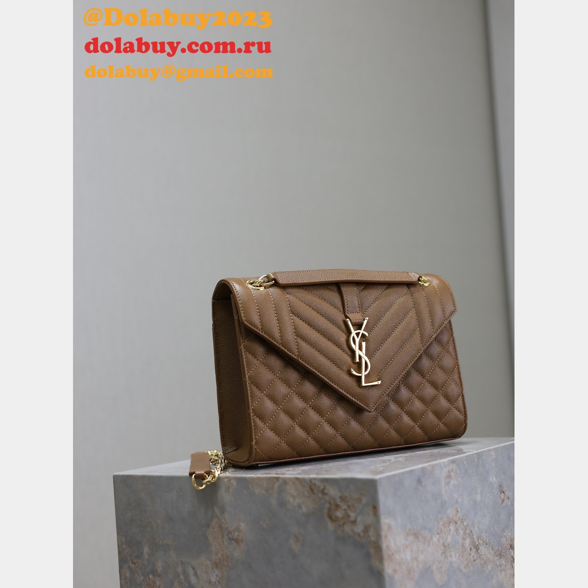 Top Quality Yves Saint Laurent Caviar Leather Envelope Bag