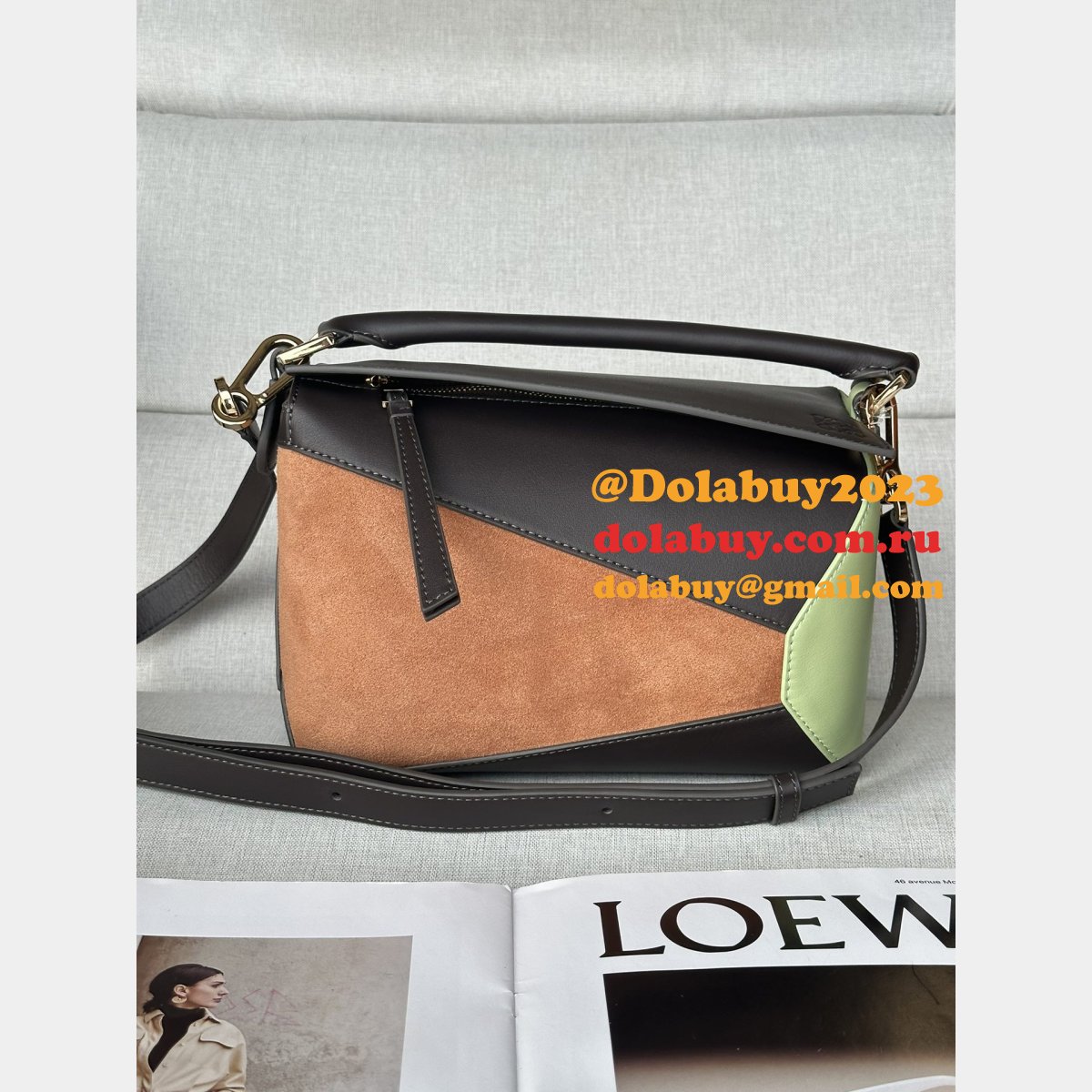 Small Puzzle Bag In Classic Calfskin And Suede 24cm