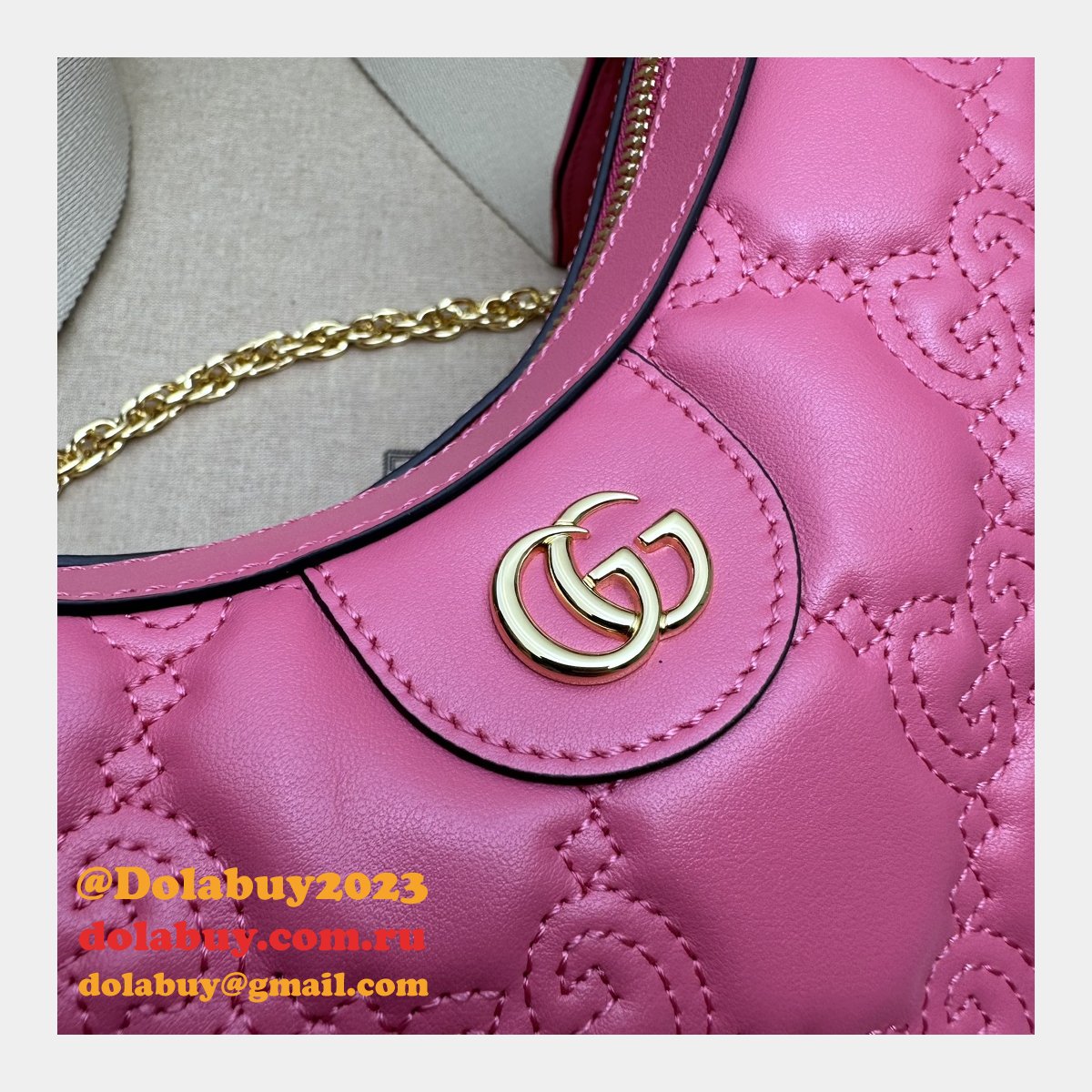 G*u*i replica 739709 gg matelassé duplicate shoulder pink bag