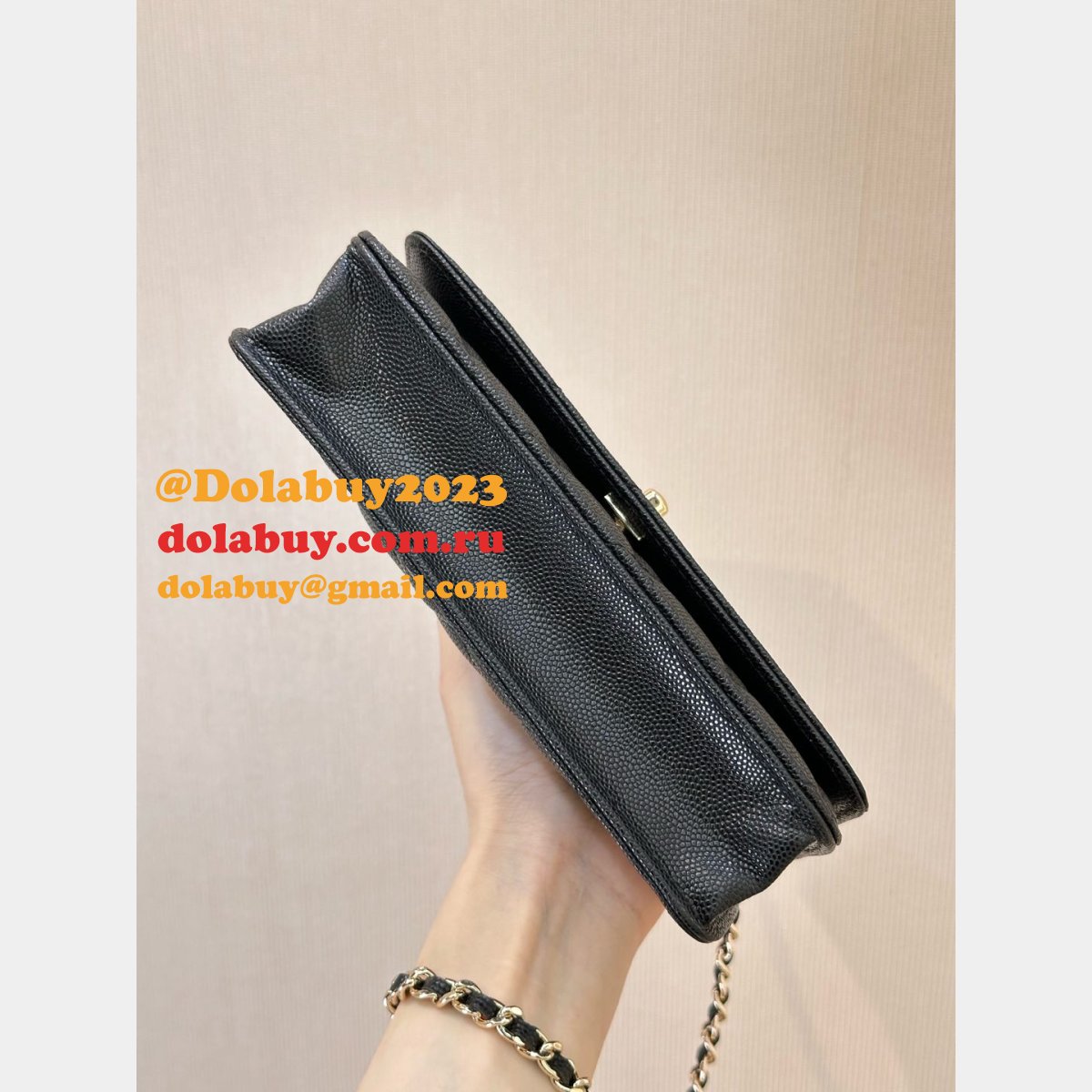 Top Quality Replica Clutch AP4853 Chain Black Handle Bag