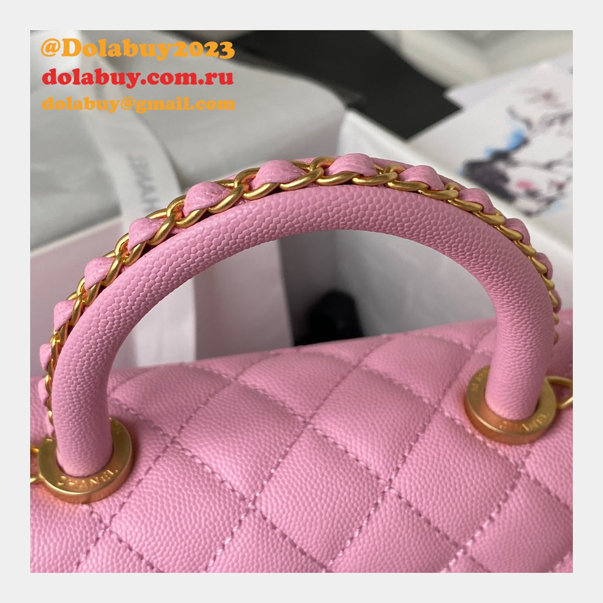 Wholesale Matelasse Top Handle A92990 Designer Bag Caviar 23cm