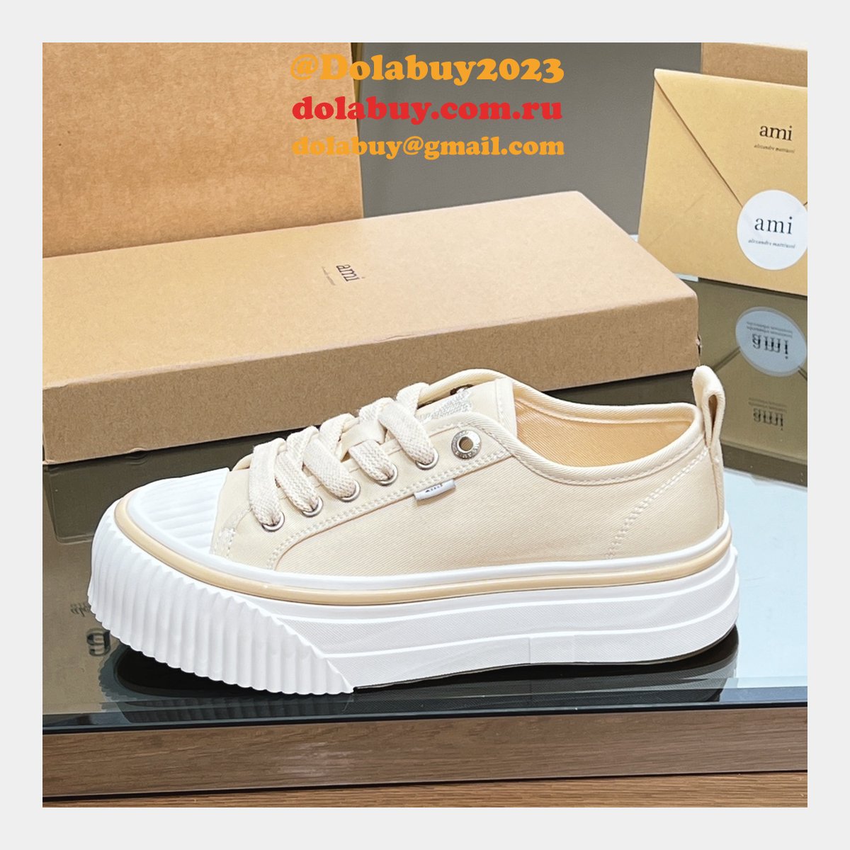 Ami Paris High Quality Platform Tpu Canvas Replica Shoes