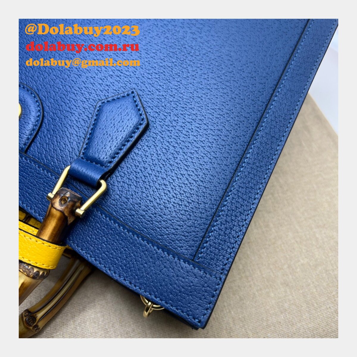 cheap G*u*i diana tote bag 678842 blue/black leather from china