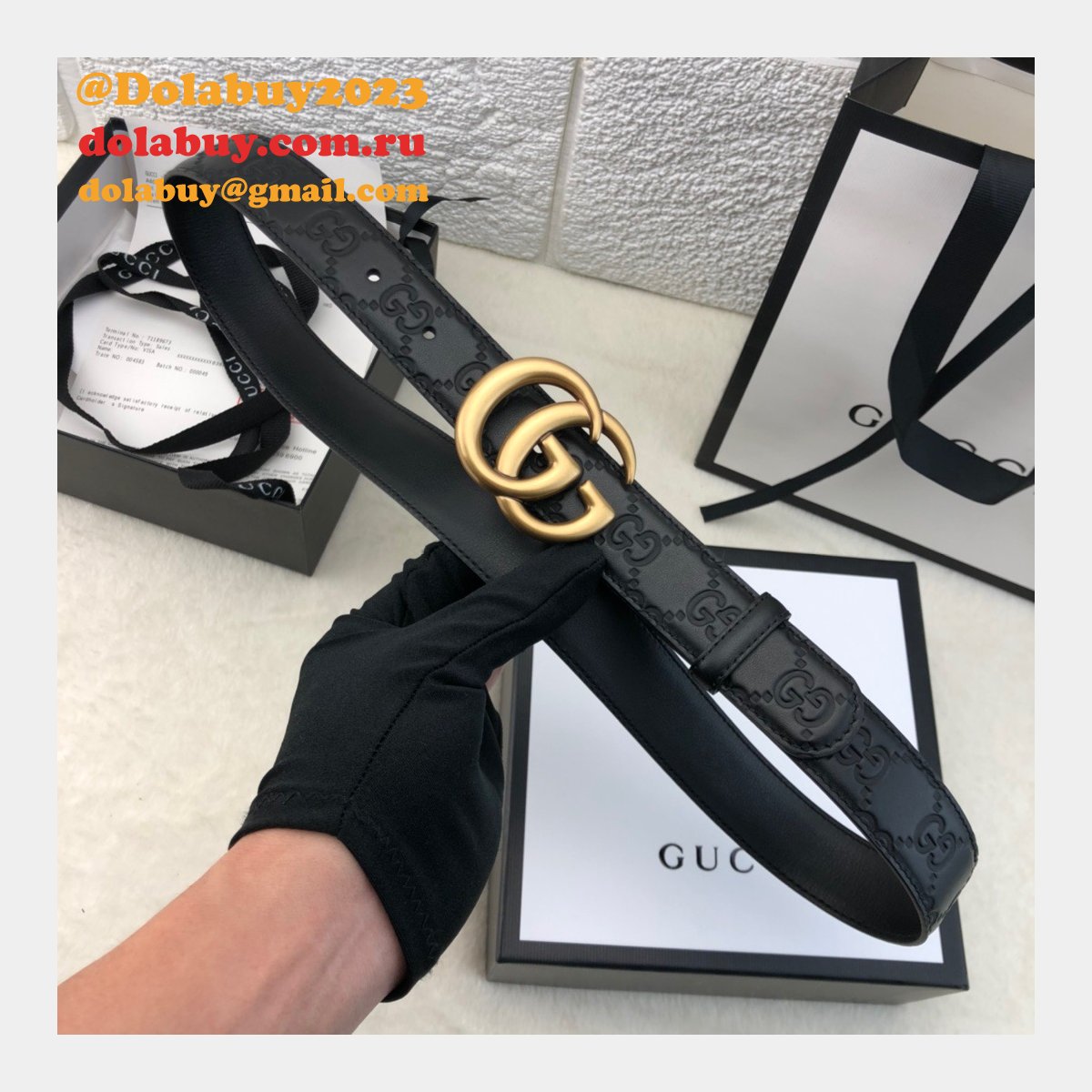 copy G*u*i perfect leather 7 star 3.0cm belts black