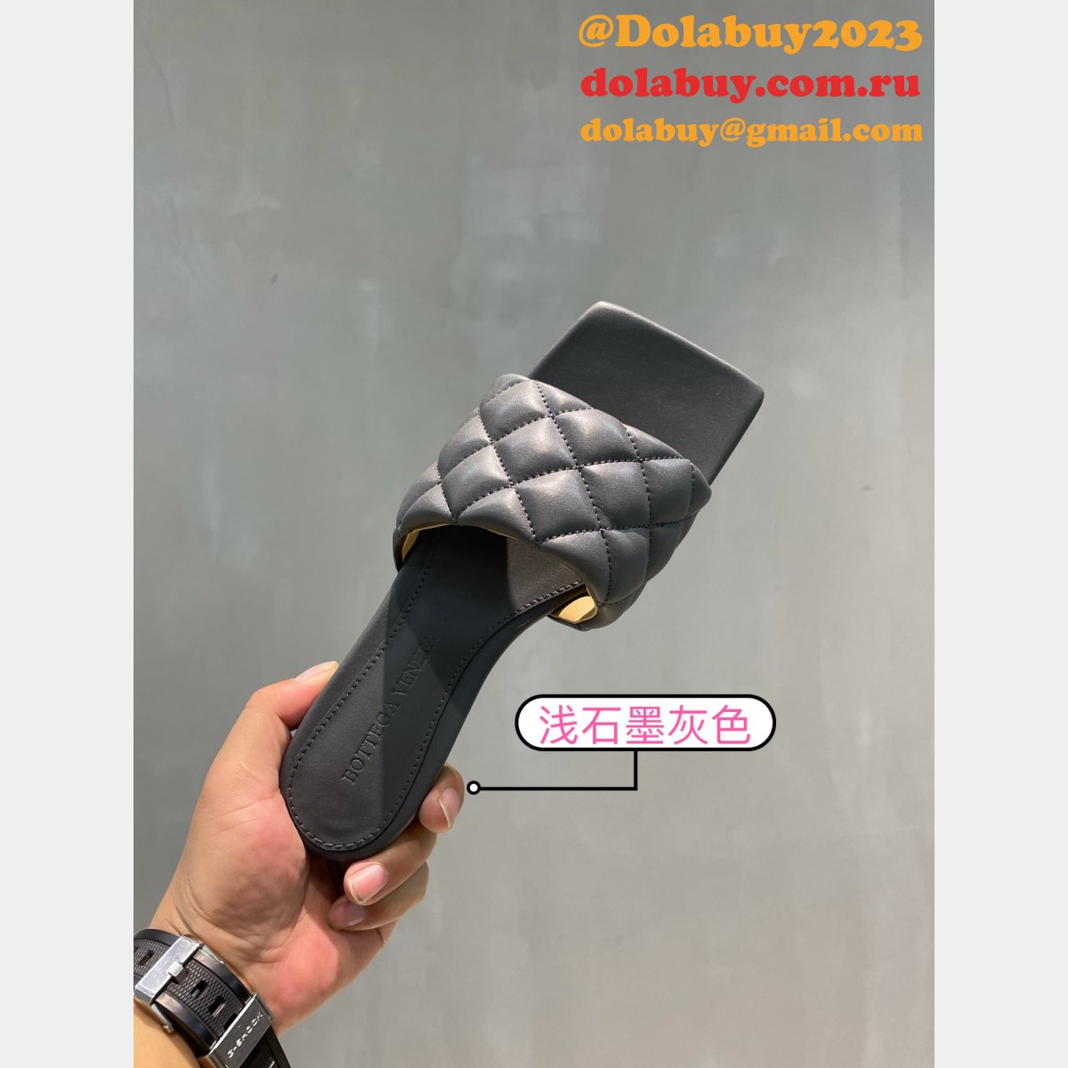 1:1 quality bottega venet fake Di*m*nd flat slippers shoes