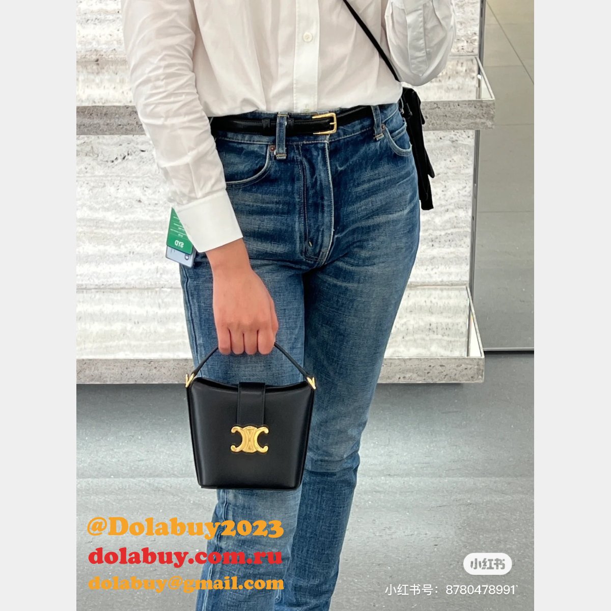 Top Quality Celine 10K943 Bucket Triomphe Smooth Designer Bag