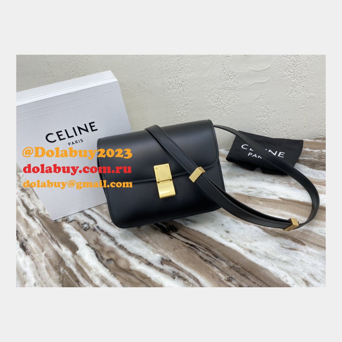 Replica Celine Teen Classic Leather Shoulder Black Bag