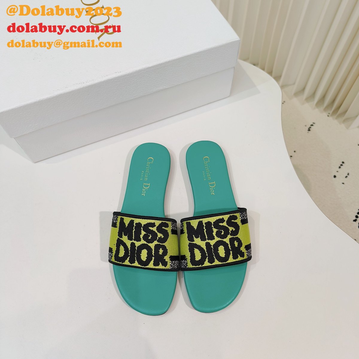 Top Quality MISS DIOR Flat Slipper DWAY SLIDE