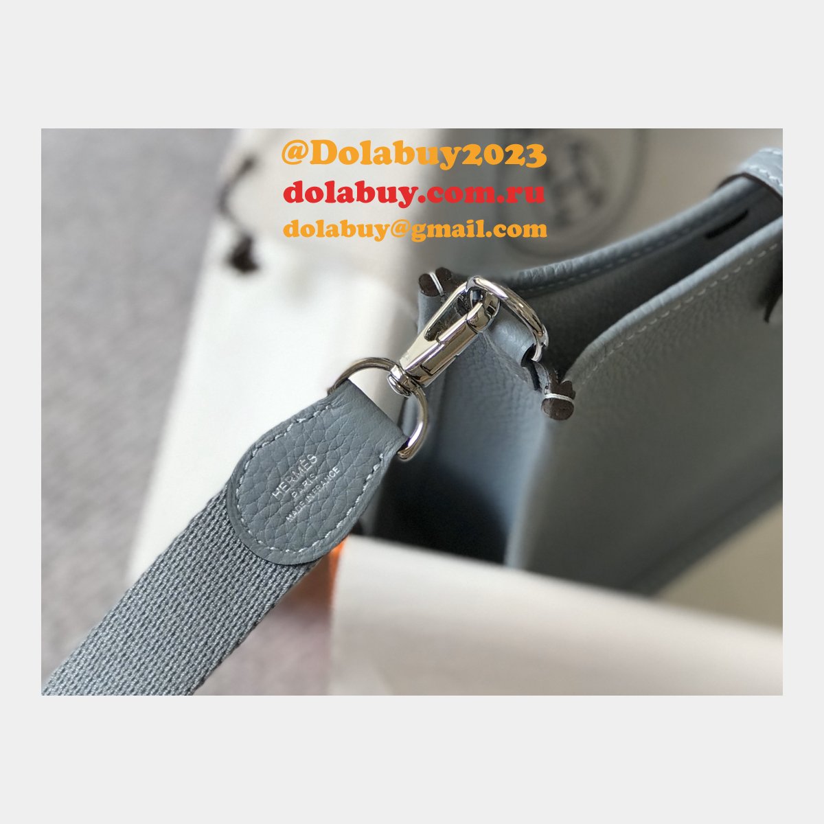 Hermes Replica Evelyne Mini TPM Taurillon Clemence blue lin