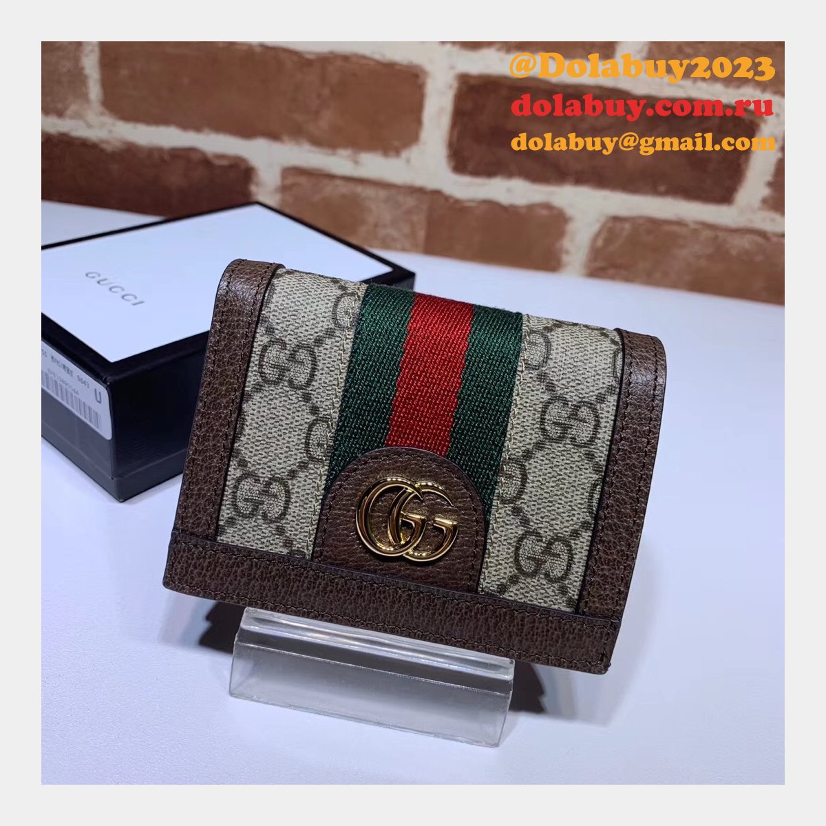 replica G*u*i gg aaa+ supreme ophidia card case wallet 523155