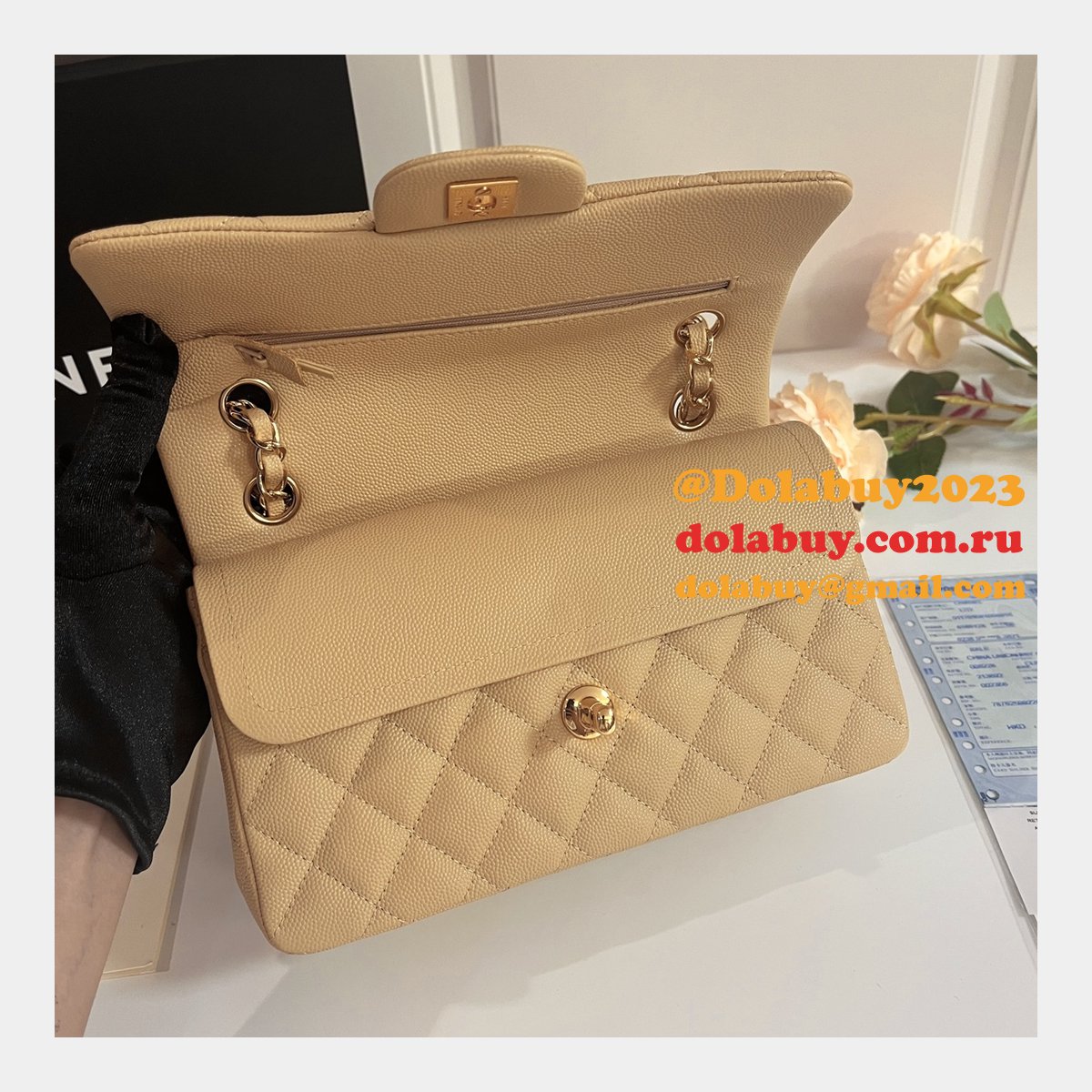 7 Star CC Small Flap Caviar Leather CF 23cm Bag