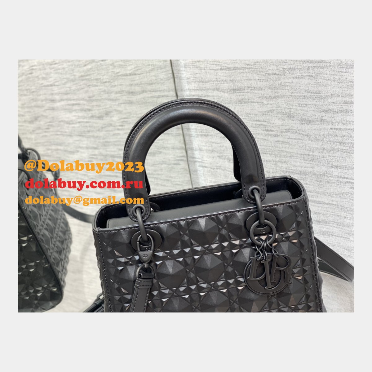 Christian Lady Dior 24cm AAA+ Replica Top Quality Black Bag