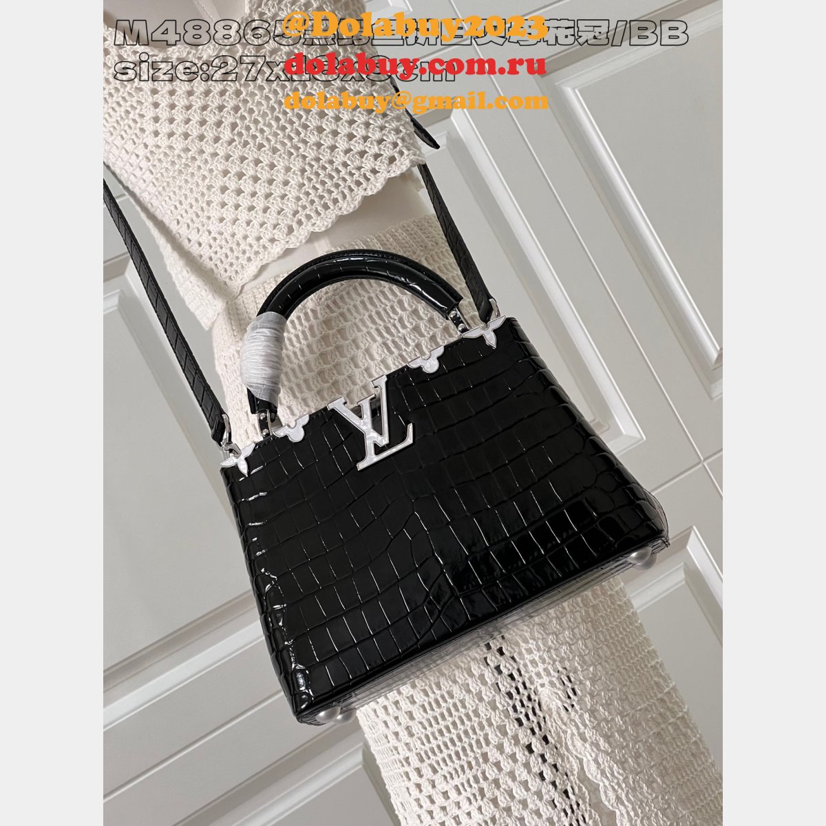 Louis Vuitton The Knockoff Capucines Designer M48865 Black Crocodile Bag