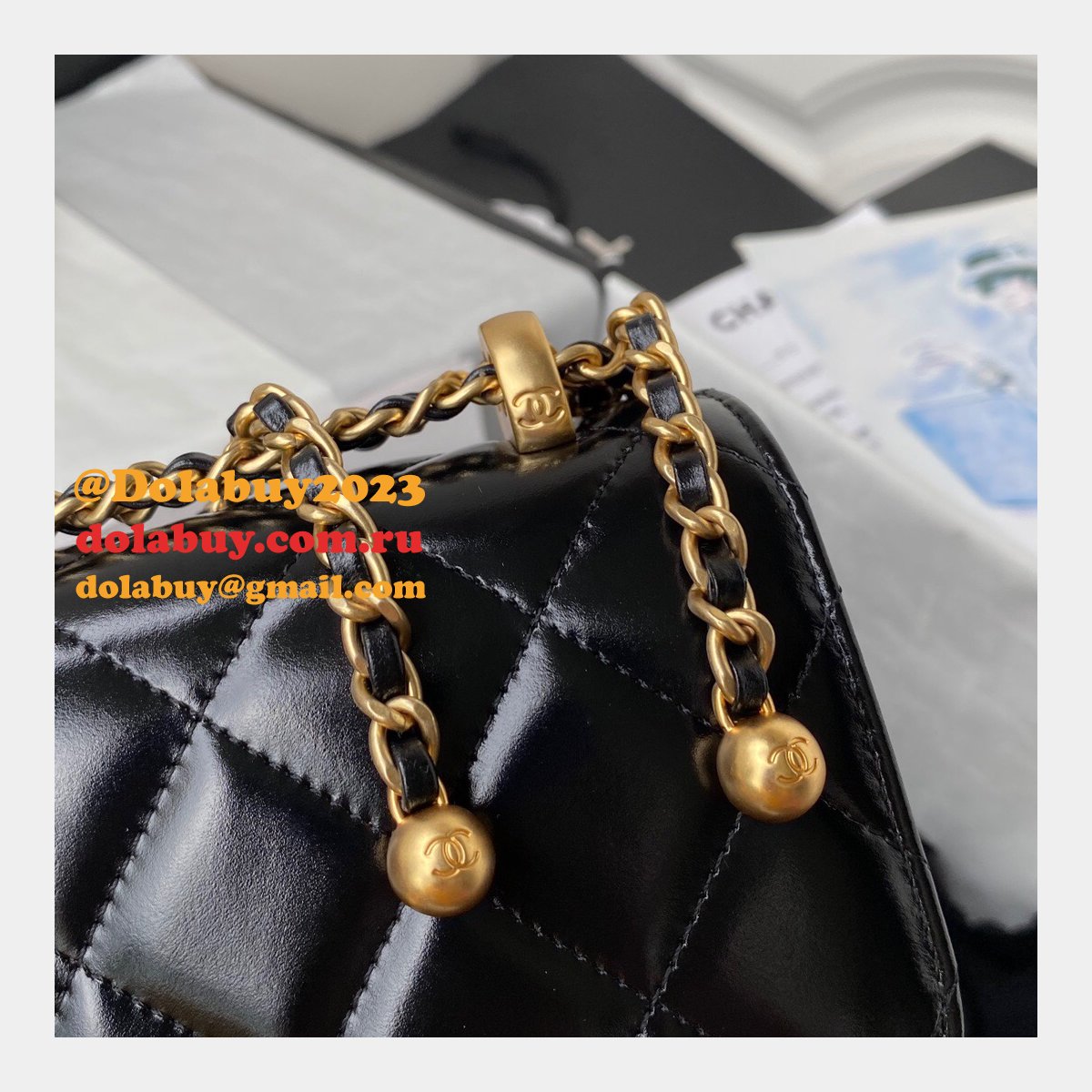 Designer Replica Calfskin & Gold-Tone Metal White Mini Flap AS2615 Bag