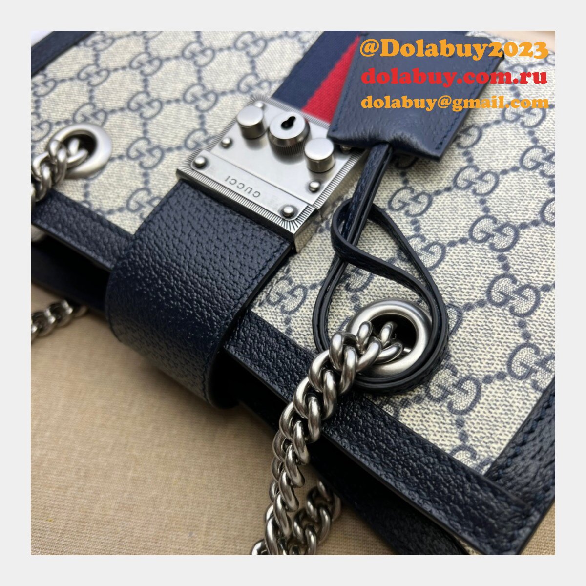 top quality G*u*i 498156 gg supreme padlock small shoulder bag