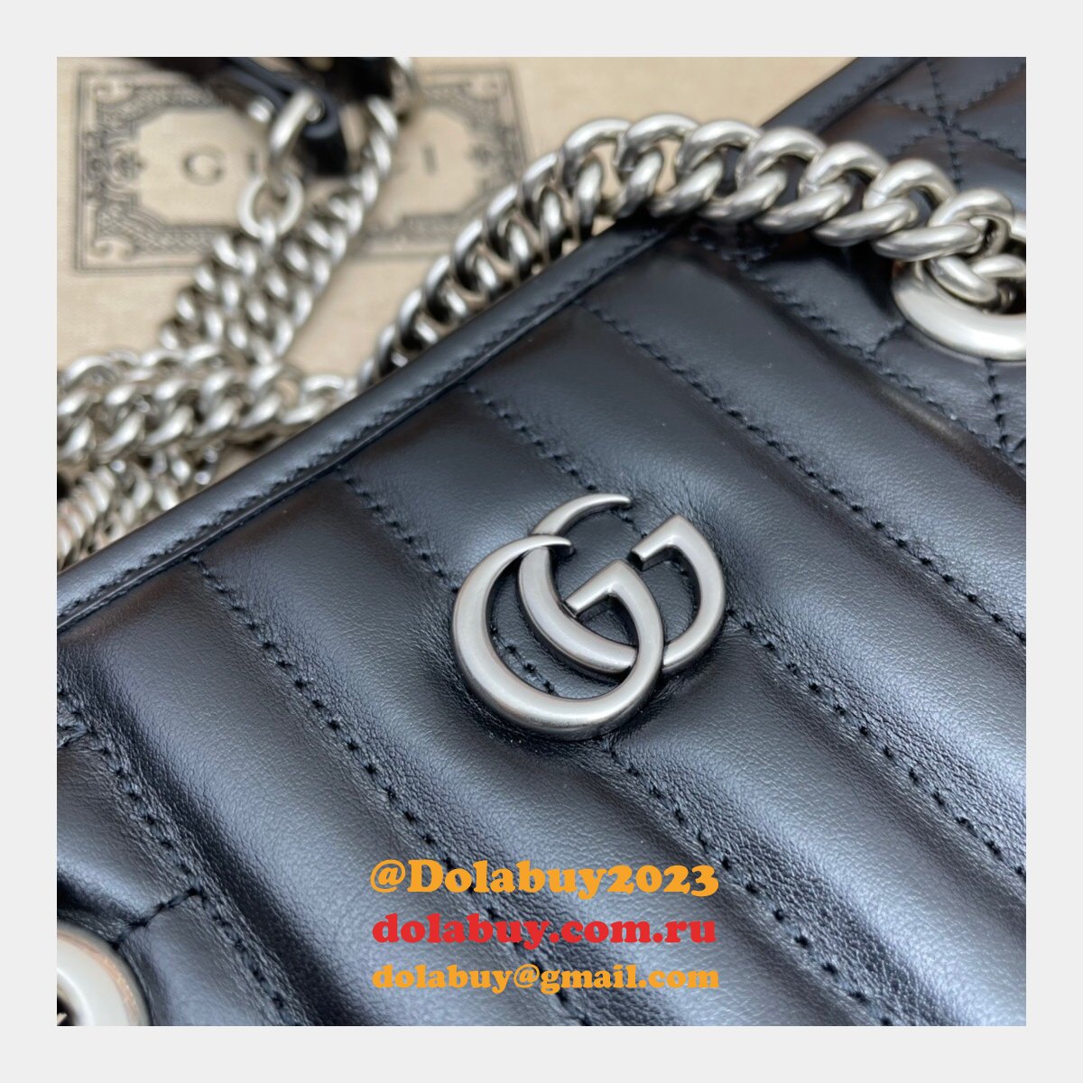 replica G*u*i 681483 gg marmont black sale bolsa bag