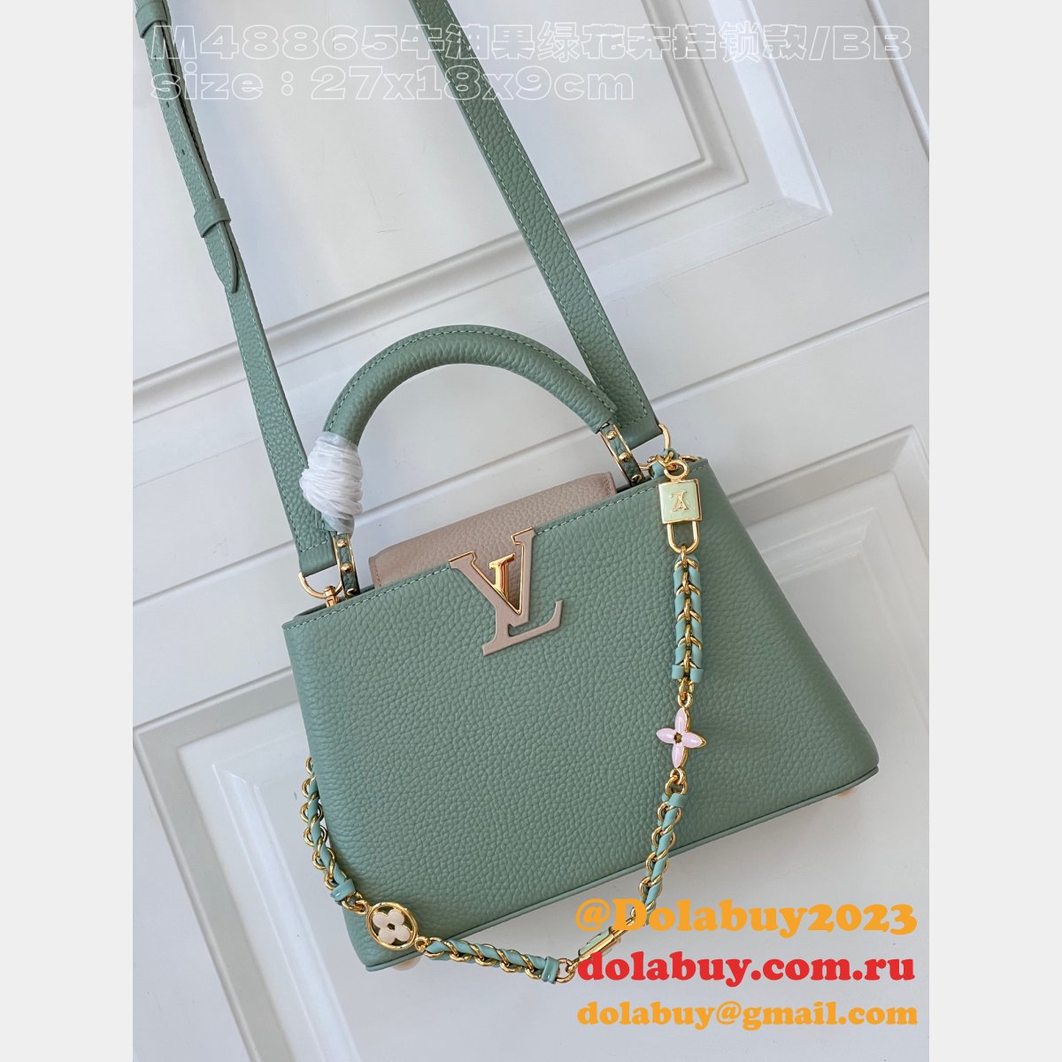Louis Vuitton Replica Capucines Python Handle M48865 Avocado Green Bag