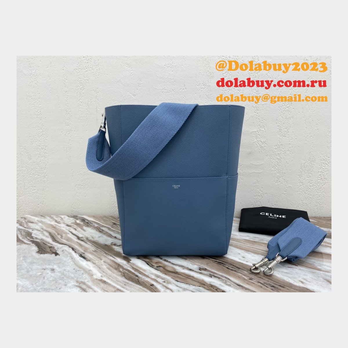 Cheap Factory Celine Sangle Seau Shoulder Blue Bag